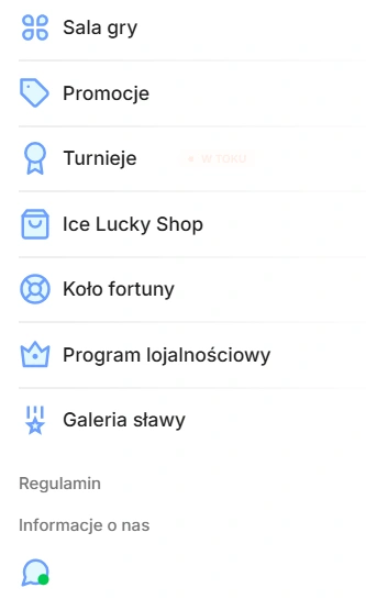 Ice Casino Mobilne menu